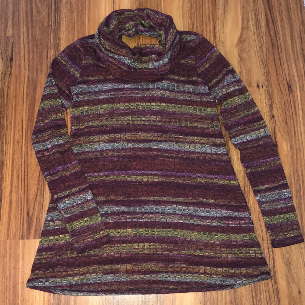 Long sleeve tunic with cowl neck, cutout in back